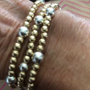 Triple wrap gold filled bracelet with sterling.